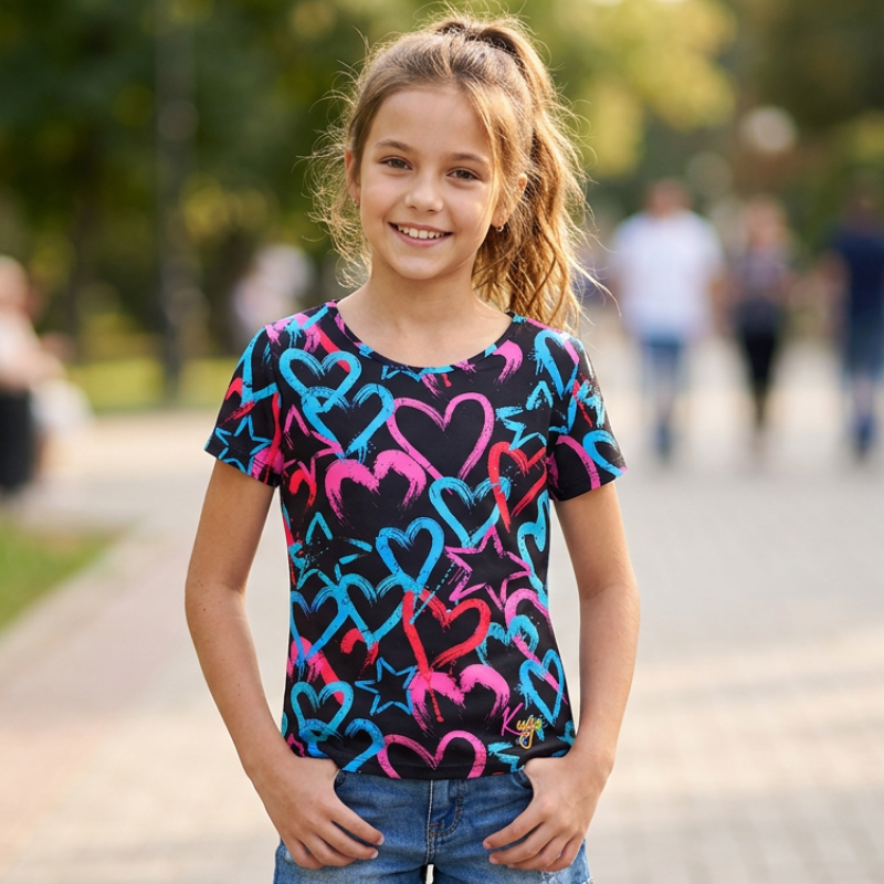 Dívčí funkční legíny srdíčka Kugo SL3658