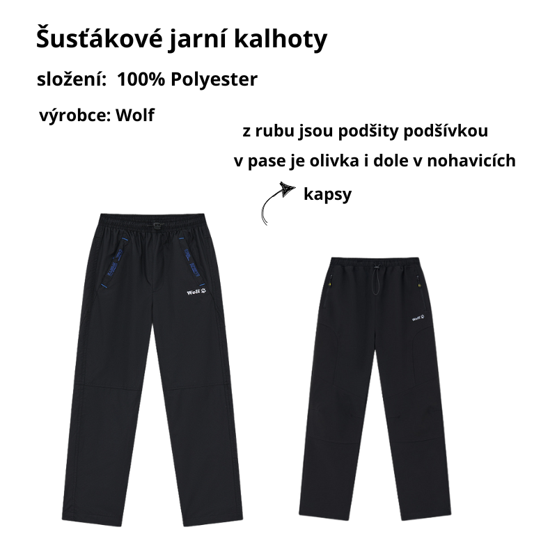 Dětské šusťákové kalhoty modrošedé Wolf T2551A