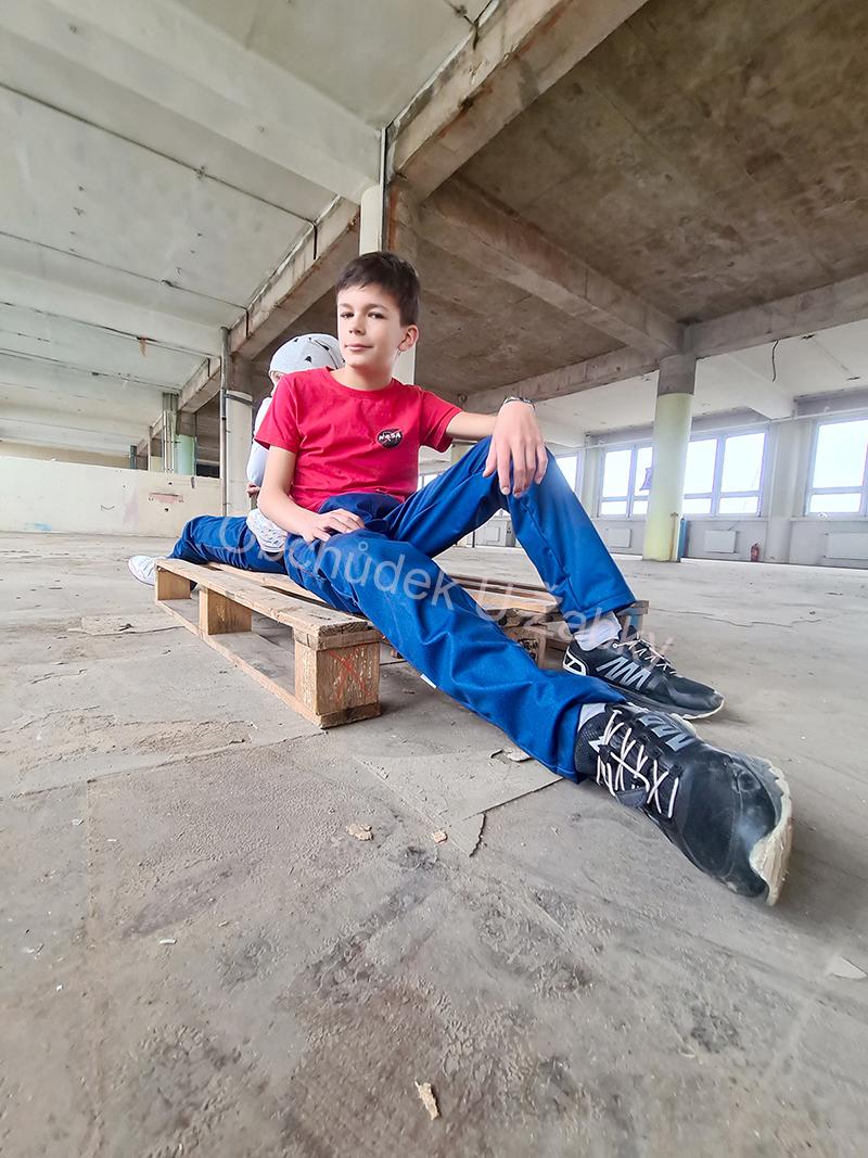 Dětské softshellové kalhoty zateplené modré džínové WAMU