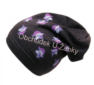 Dívčí podzimní/jarní čepice Rockino - tm.šedý melír barva