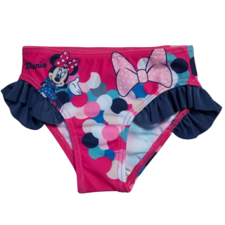 Dívčí plavky - spodní díl - Minnie - tm.růžová barva s tm.modrými volánky