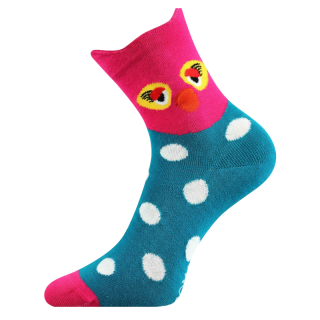 Ponožky 3D Fuski Boma - sova - modro-růžová