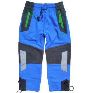 Dětské outdoorové kalhoty Kugo - modrá barva (zelený zip)