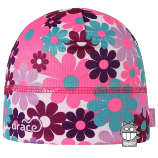 Dívčí funkční čepice - kytička - růžová
