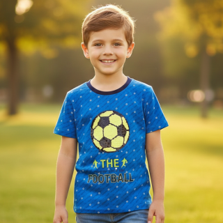 98-128-Chlapecké tričko KUGO - krátký rukáv -tyrkysová barva