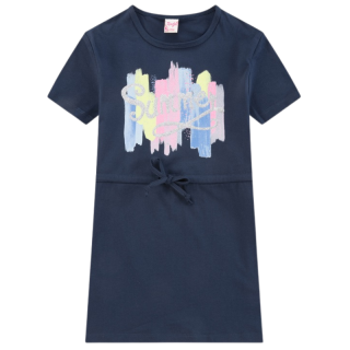 116-146-Dívčí šaty KUGO - tm.modrá barva