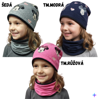 Dívčí zimní čepice+nákrčník Minnie