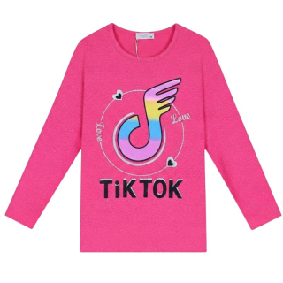Dívčí tričko dlouhý rukáv tm.růžová Kugo