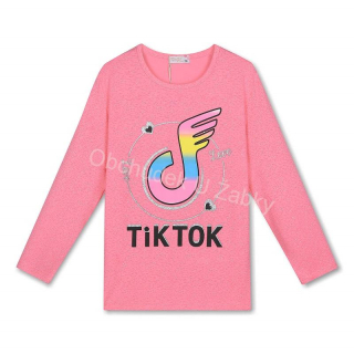 134-164-Dívčí tričko KUGO - dlouhý rukáv -  tm.růžová