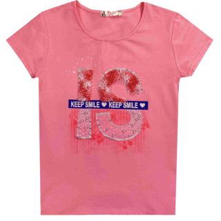 Dívčí tričko - krátký rukáv KUGO - růžová barva