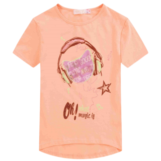 Dívčí tričko KUGO - krátký rukáv -  meruňková barva