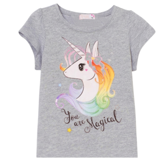 98-110-Dívčí tričko  KUGO - krátký rukáv - šedá barva