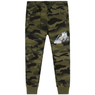 Chlapecké maskáčové tepláky KUGO - khaki barva (oranžový traktor)