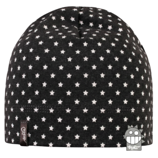 Dívčí bavlněná čepice  - hvězdičky - tm.šedá