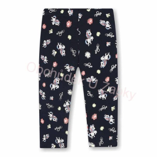 velikostní řada:98-128-Dívčí  3/4 legíny jednorožci - barva tm.modrá