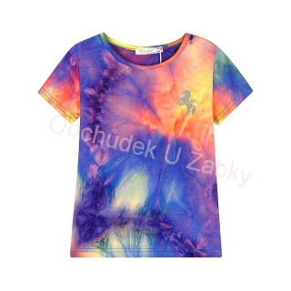 KUGO velikostní řada:98-128-Dívčí funkční tričko - krátký rukáv  - modro-růžová batikovaná barva