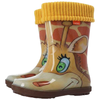 DÍVČÍ HOLÍNKY zateplené Demar žirafa hnědá/žlutá