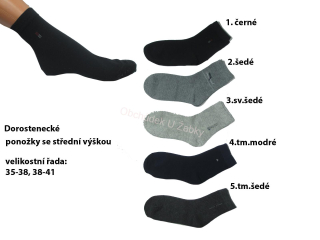 Dorostenecké ponožky střední výška Aura.via