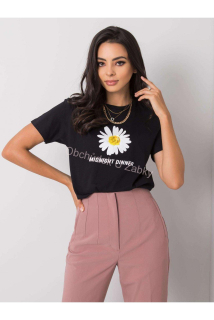 Dámské černé tričko s kopretinou