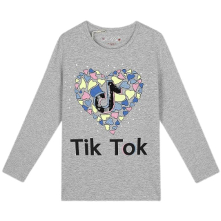 Kugo JC0701 Dívčí tričko Tik Tok šedá