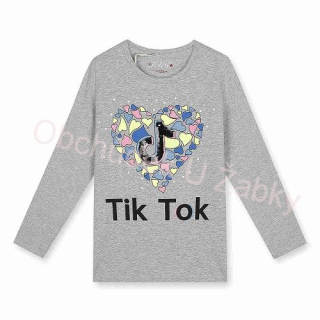 Kugo JC0701 Dívčí tričko Tik Tok šedá velikostní řada 116-146