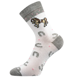 Fuski Boma Voxx  Dívčí ponožky s protiskluzem bílá koník