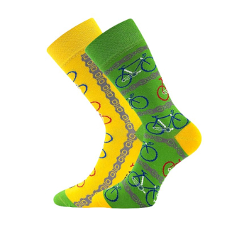 Fuski Boma Voxx DOBLE Dámské-Pánské  klasické crazy ponožky žlutá/zelená kolo