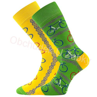 Fuski Boma Voxx DOBLE Dámské-Pánské  klasické crazy ponožky žlutá/zelená kolo
