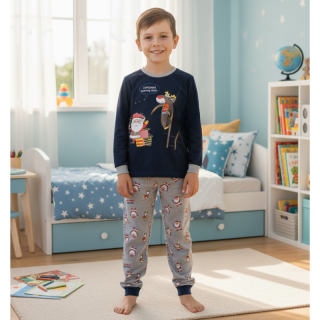 Sezon M2091 Chlapecké pyžamo tm.modrá/šedá
