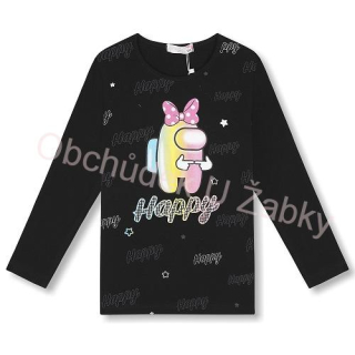 KUGO WK0859 Dívčí tričko černé velikostní řada 134-164