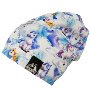 Rockino 5441 Dívčí podzimní/jarní čepice bílá/modrá jednorožec