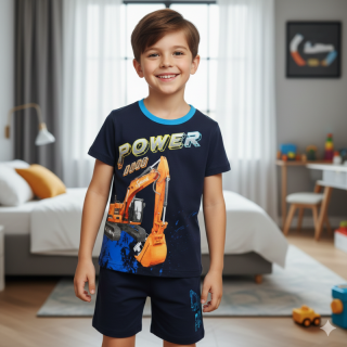 KUGO TM9219 Chlapecké letní pyžamo nebo komplet tm.modré