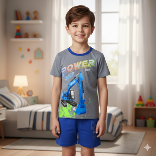 KUGO TM9219 Chlapecké letní pyžamo nebo komplet šedá/modrá