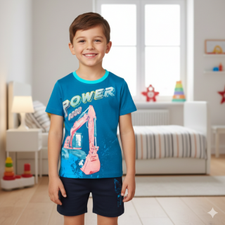 KUGO TM9219 Chlapecké letní pyžamo nebo komplet tyrkysová/tm.modrá