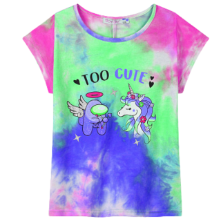 KUGO TM7217 Dívčí tričko batikované zelená/žlutá