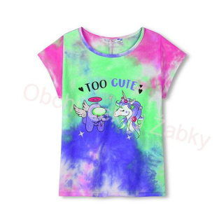 KUGO TM7217 Dívčí tričko batikované zelená/žlutá