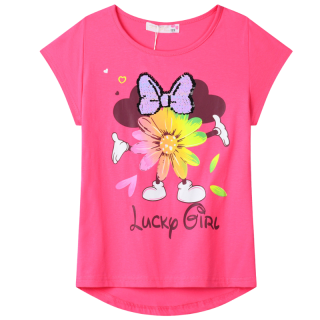 DÍVČÍ TRIČKO tm.růžové Kugo WT0888