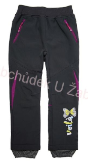 DÍVČÍ SOFTSHELLOVÉ KALHOTY ZATEPLENÉ šedé Wolf B2291