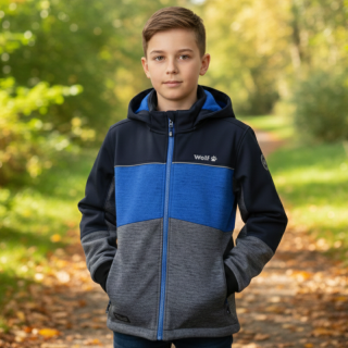 CHLAPECKÁ SOFTSHELLOVÁ BUNDA modrá/šedá Wolf B2268