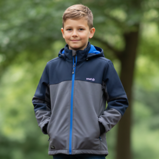 CHLAPECKÁ SOFTSHELLOVÁ BUNDA tm.modrá/šedá Wolf B2269