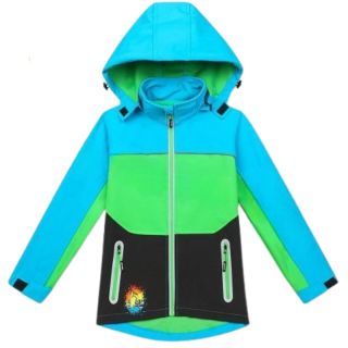 DĚTSKÁ SOFTSHELLOVÁ BUNDA modrá/zelená Kugo HK3122