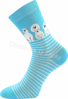 Dívčí ponožky tyrkysové pejsci Fuski Boma Voxx