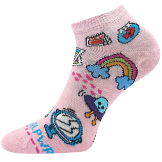 Dívčí kotníčkové ponožky růžové duha Dedonik Fuski Boma 