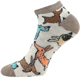 Dívčí kotníčkové ponožky smetanové pejsci Dedonik Fuski Boma 