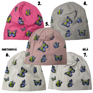 Dívčí čepice jarní/podzimní MP motýlek