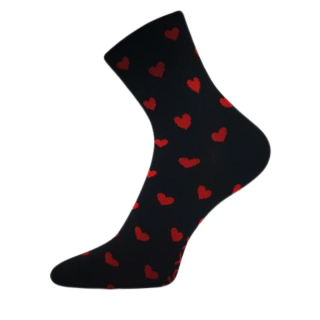Dámské ponožky Agapi černé srdíčka Fuski Boma Voxx