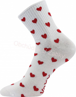 Dámské ponožky Agapi bílé srdíčka Fuski Boma Voxx