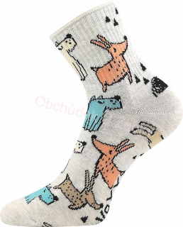 Dámské ponožky Agapi smetanové pejsci Fuski Boma Voxx