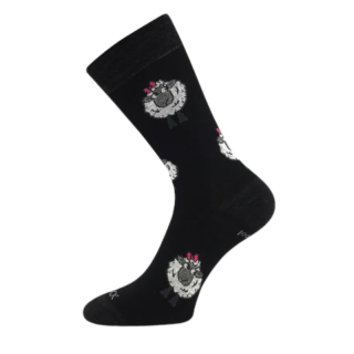 Dámské vlněné merino ponožky ovečka černé Vlněnka Fuski Boma Voxx