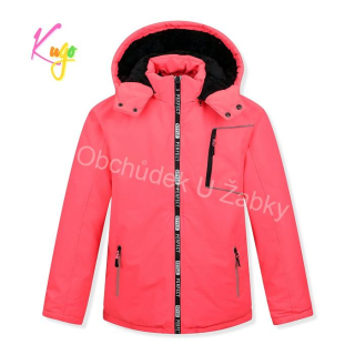 DÍVČÍ ZIMNÍ BUNDA fosforově oranžovo-růžová Kugo Bu610
